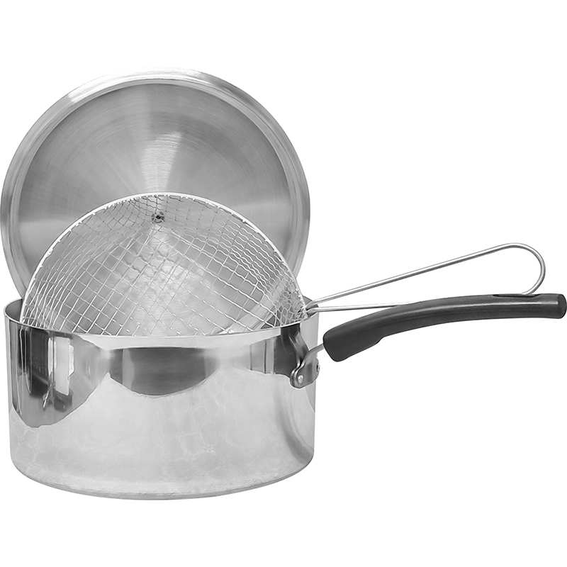 22cm / 9" Polished Aluminium Deep Chip Pan - Image 1