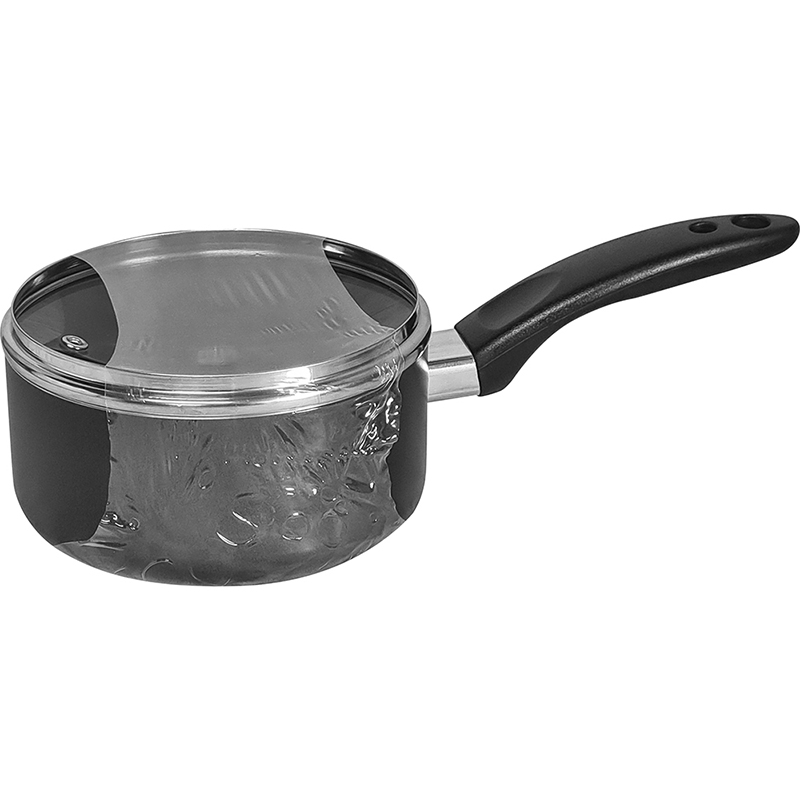 20cm / 8" Non-Stick Aluminium Saucepan with Glass Lid thumbnail 2