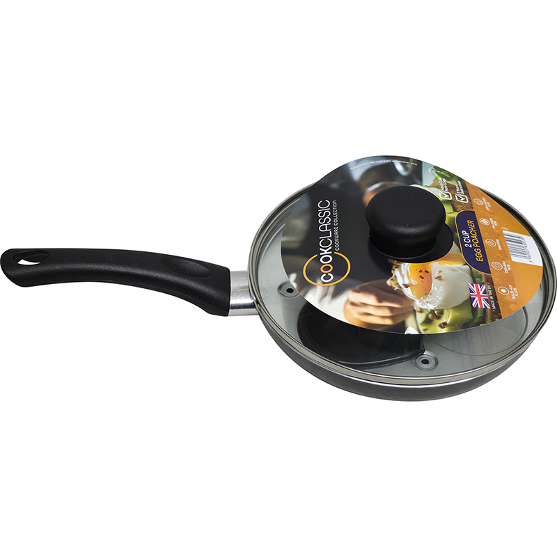 20cm / 8" Non-Stick Aluminium Egg Poacher, 2 Cup, with Glass Lid thumbnail 5