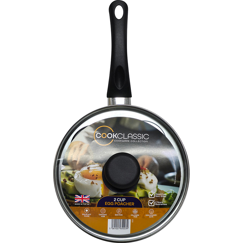 20cm / 8" Non-Stick Aluminium Egg Poacher, 2 Cup, with Glass Lid thumbnail 6