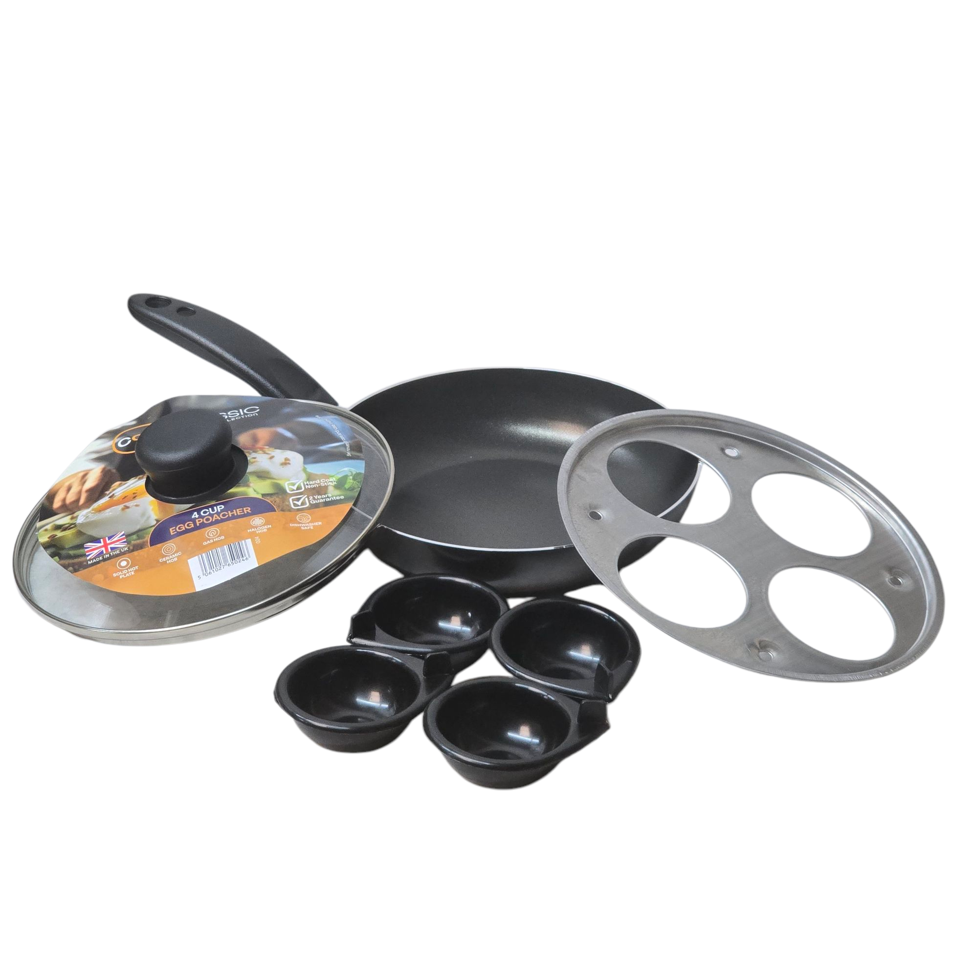 20cm / 8" Non-Stick Aluminium Egg Poacher, 4 Cup, with Glass Lid thumbnail 6