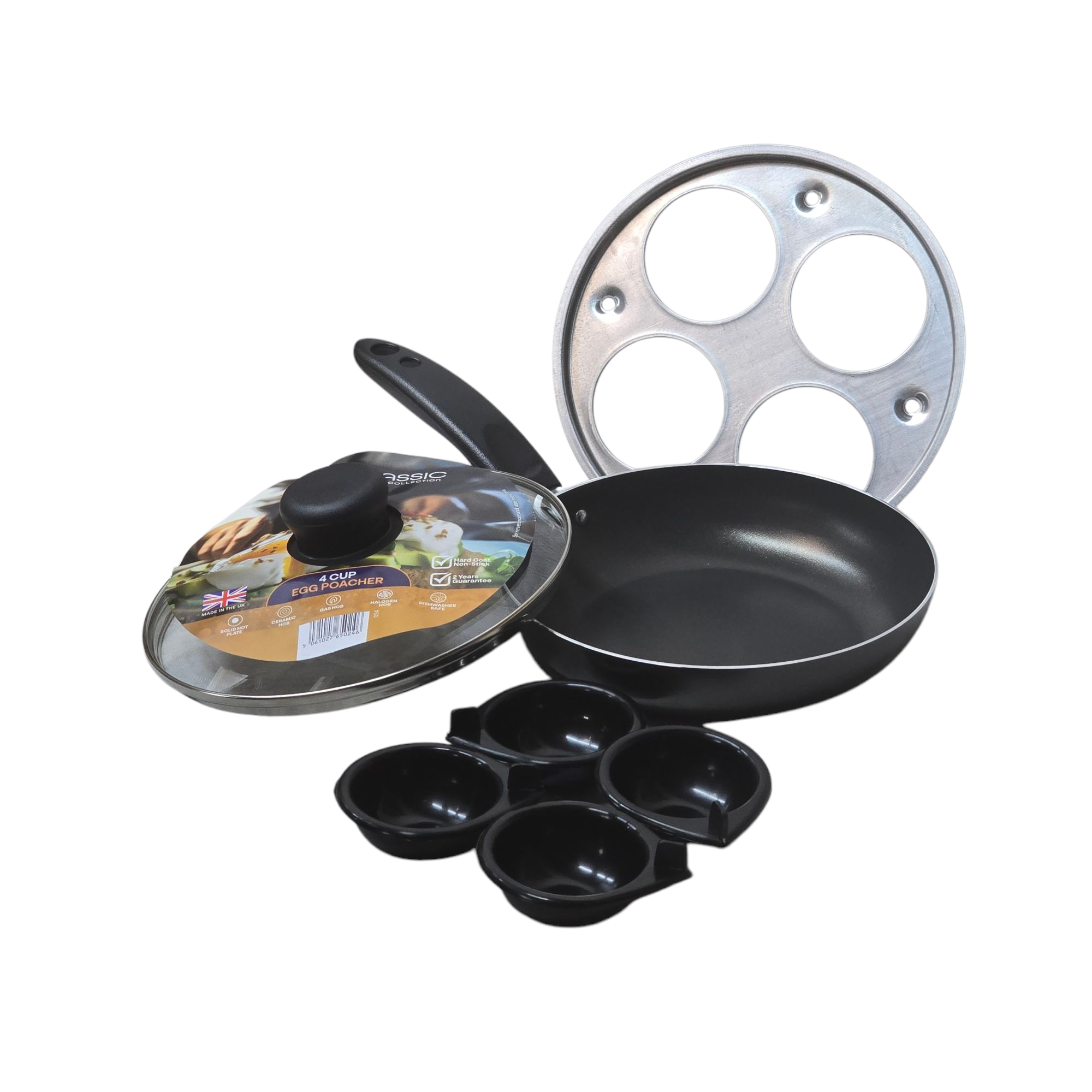 20cm / 8" Non-Stick Aluminium Egg Poacher, 4 Cup, with Glass Lid thumbnail 8