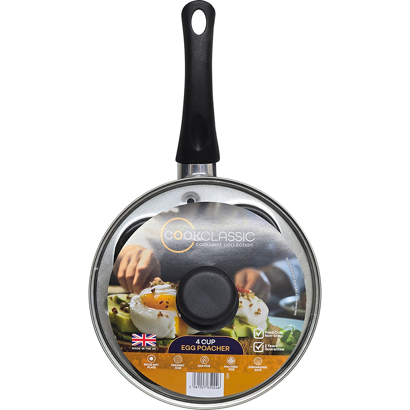 20cm / 8" Non-Stick Aluminium Egg Poacher, 4 Cup, with Glass Lid thumbnail 11