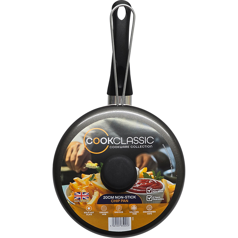 20cm / 8" Non-Stick Aluminium Chip Pan with Lid thumbnail 3