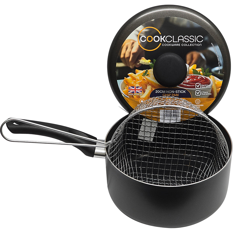 20cm / 8" Non-Stick Aluminium Chip Pan with Lid thumbnail 4