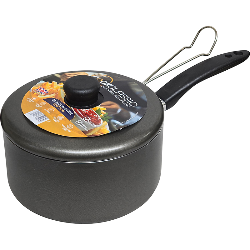 22cm / 9" Non-Stick Aluminium Chip Pan with Lid