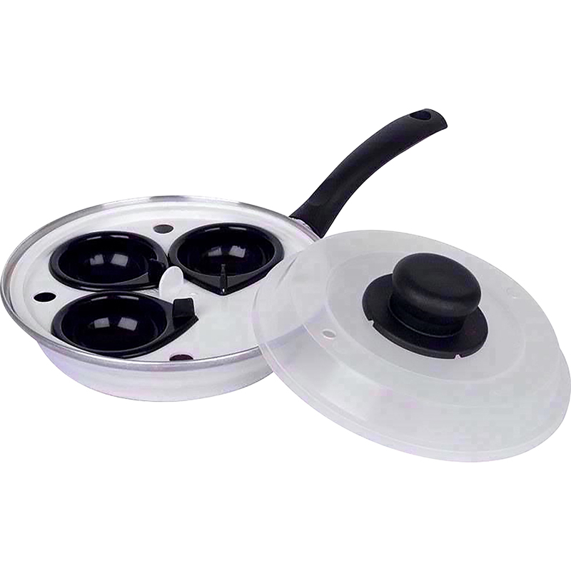 MTK COOKEVERYDAY Aluminium 4 Cup Egg Poacher, Capacity, 20 cm with Plastic Lid