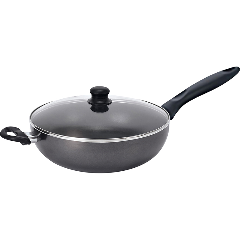 COOKCLASSIC Non-Stick Aluminium Fry Pan with Glass Lid  & Helper Handle 28cm / 11"