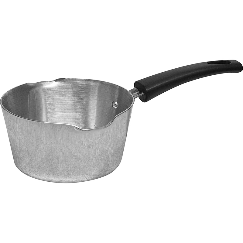 18cm / 7" Polished Aluminium Saucepan with Glass Lid, Heavy Gauge - Image 1
