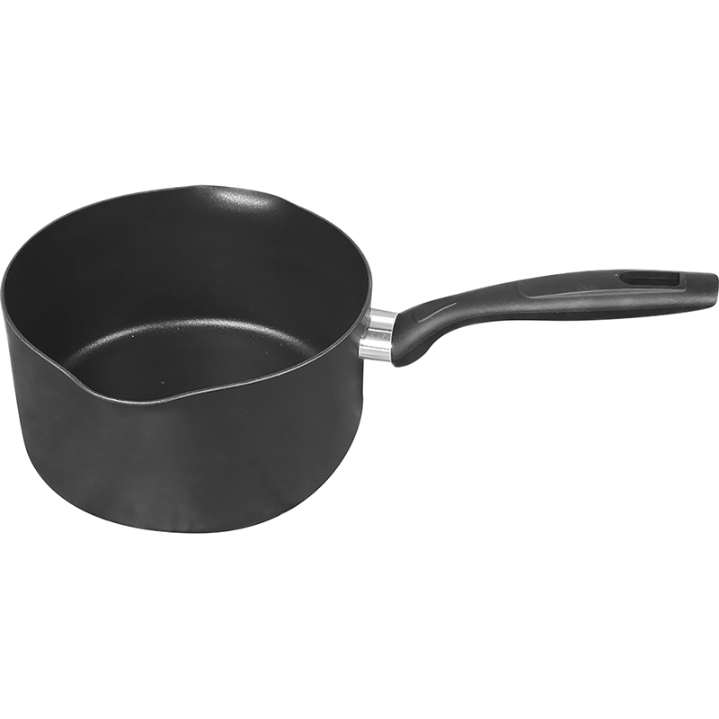 16cm / 6.5" Non-Stick Aluminium Induction Milk Pan with Glass Lid - Image 1