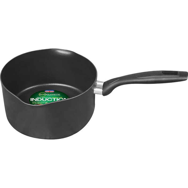 16cm / 6.5" Non-Stick Aluminium Induction Saucepan with Glass Lid thumbnail 2
