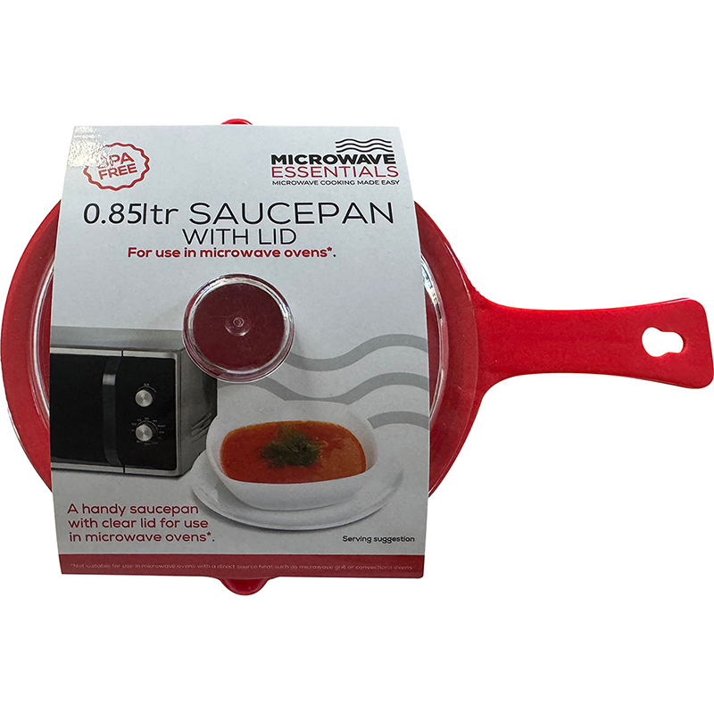 0.85L Microwave Saucepan with Red Lid, PC Plastic - Image 1
