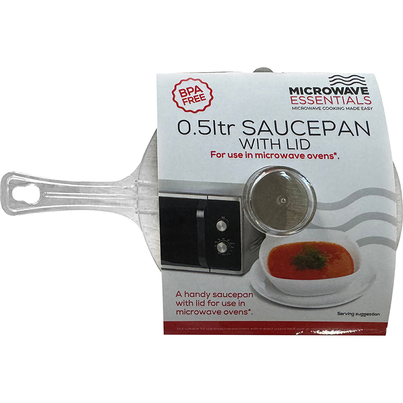 0.5L Clear Microwave Saucepan with Lid, PC Plastic - Image 1