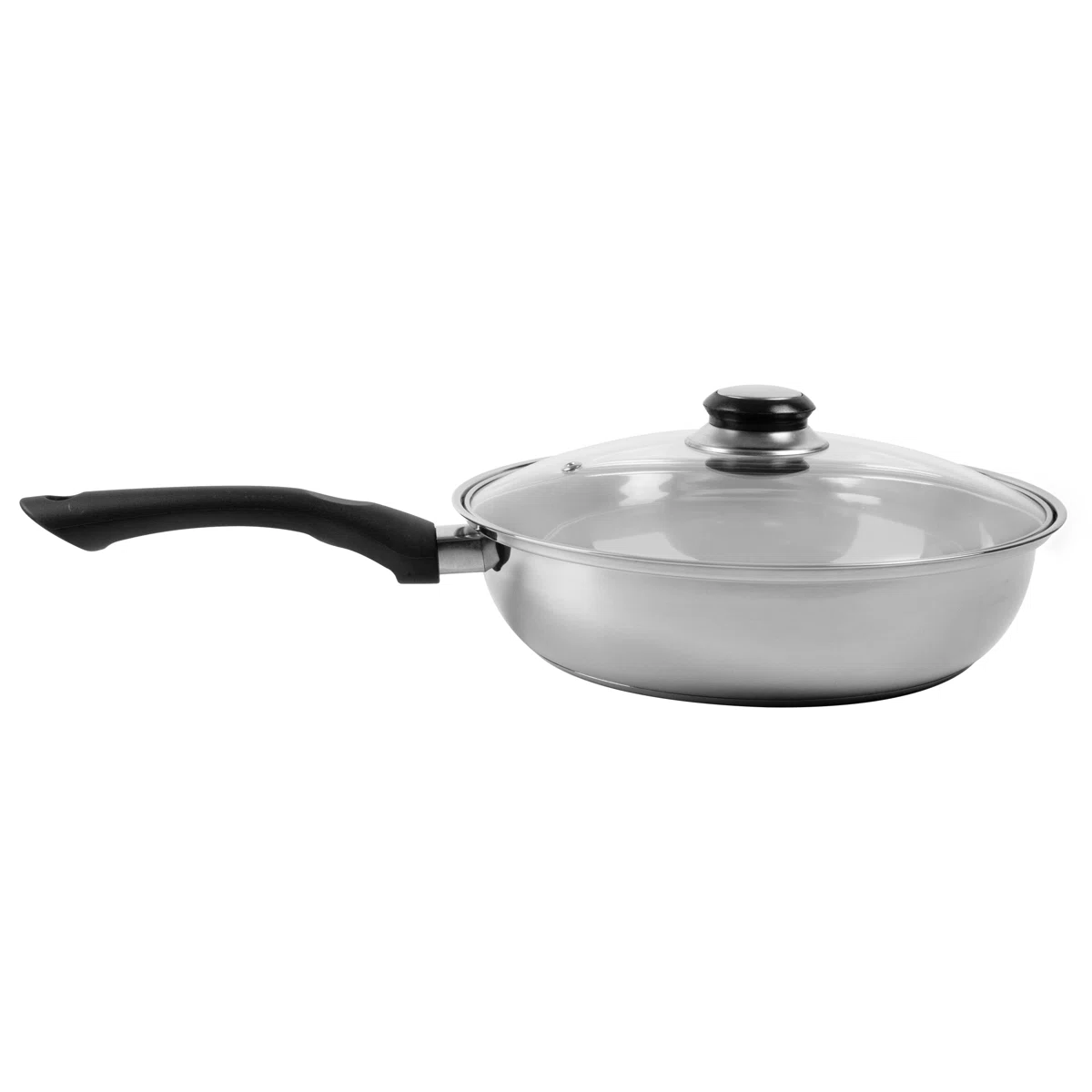 24cm / 9.5" Stainless Steel Fry Pan with Glass Lid - Image 1
