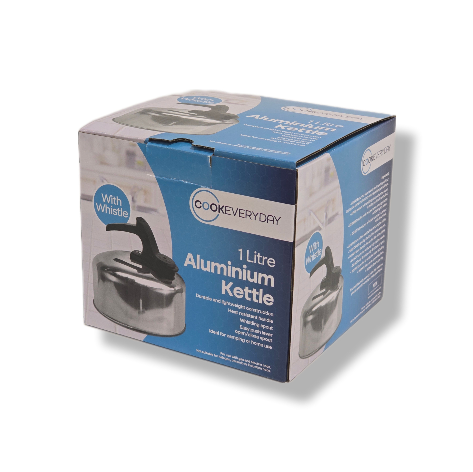 1L Polished Aluminium Whistling Kettle - Image 1