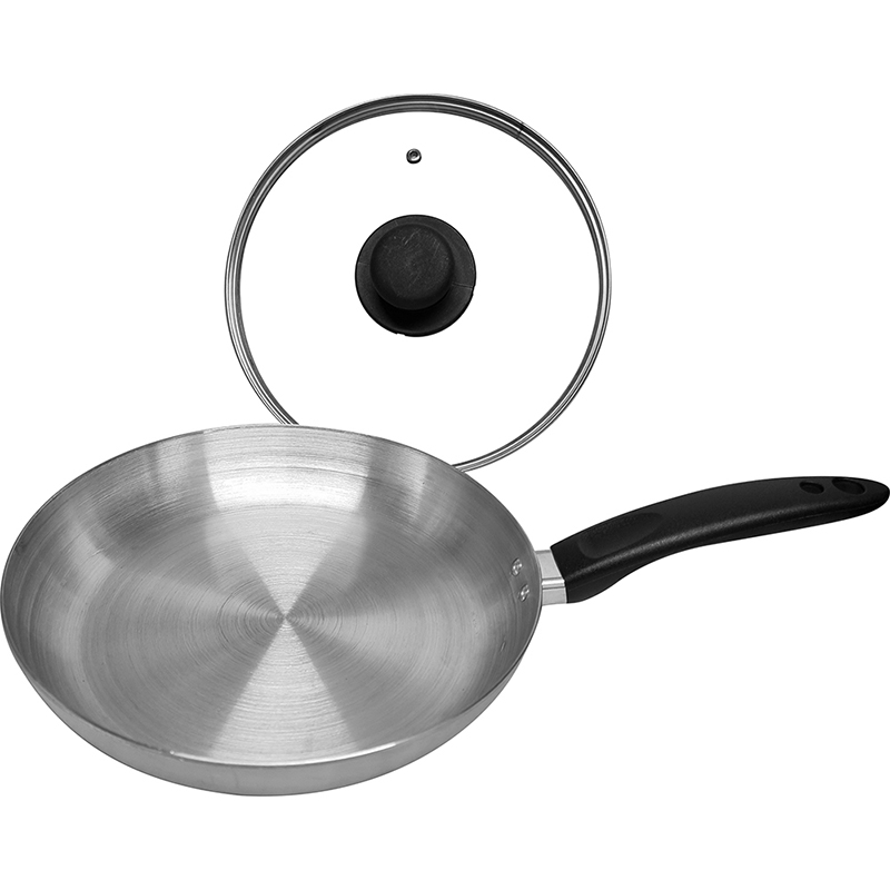 24cm / 9.5" Polished Aluminium Fry Pan with Glass Lid thumbnail 2
