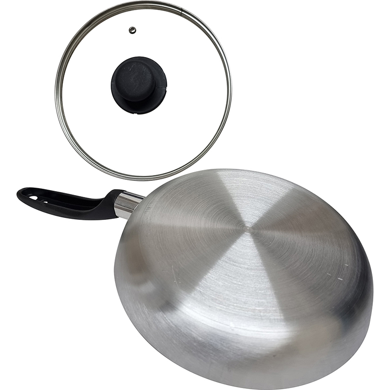 24cm / 9.5" Polished Aluminium Fry Pan with Glass Lid thumbnail 3
