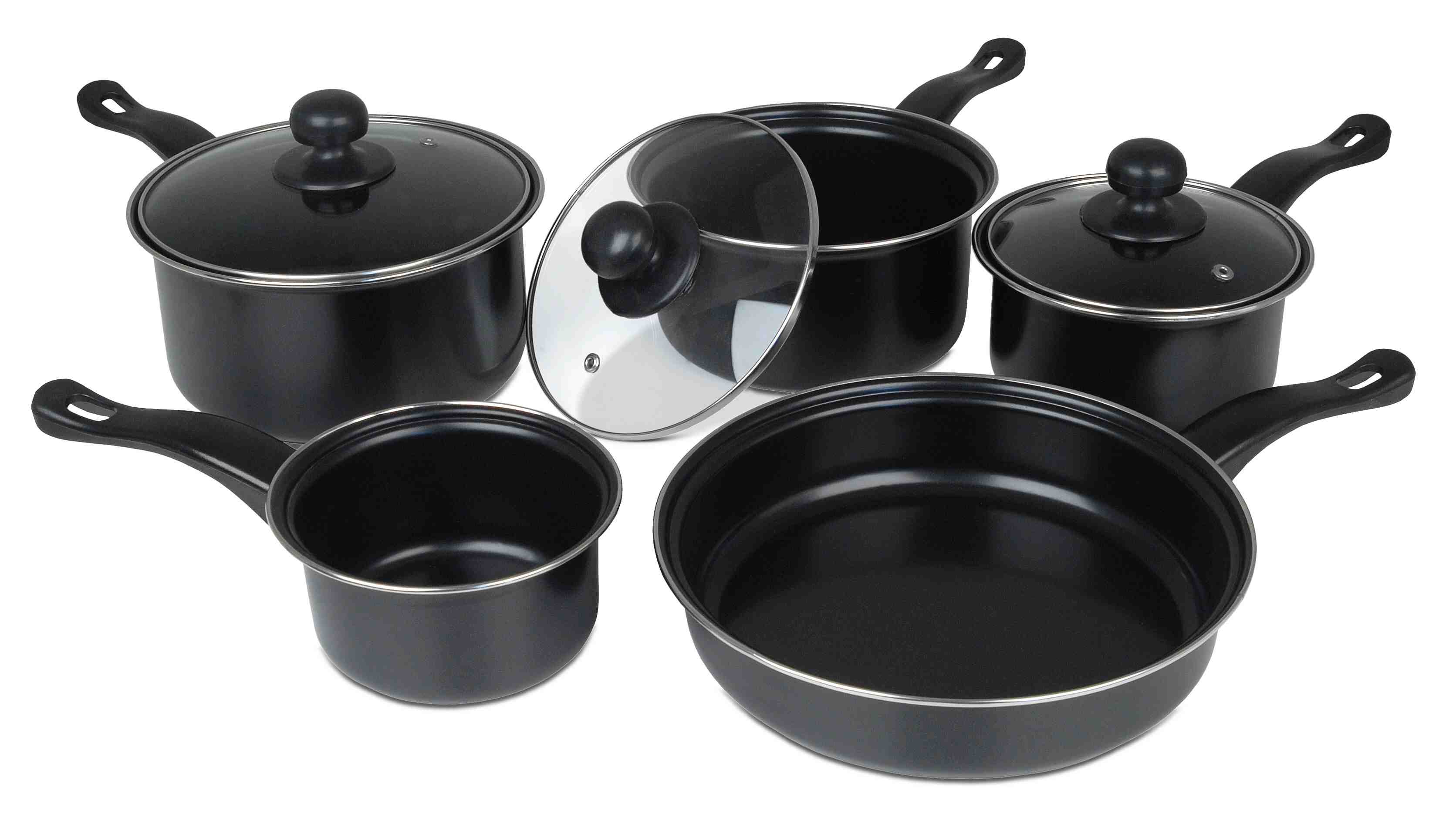 5pc Carbon Steel Non-Stick Saucepan Set with Glass Lids thumbnail 3