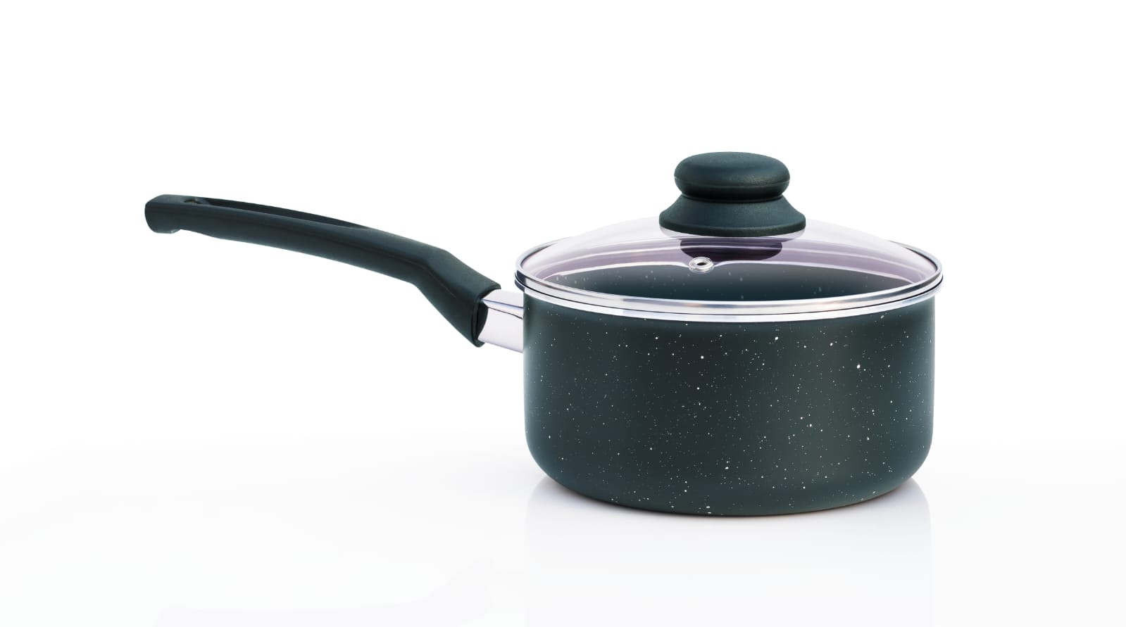 16cm / 6.5" Non-Stick Aluminium Induction Executive Saucepan with Glass Lid - Image 1