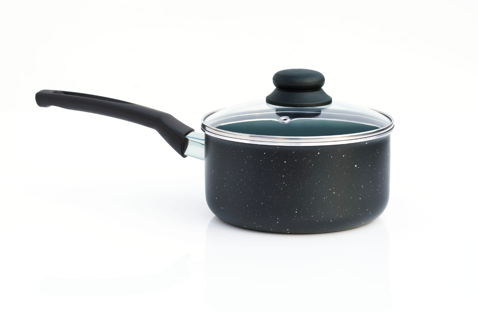 18cm / 7" Non-Stick Aluminium Induction Executive Saucepan with Glass Lid - Image 1
