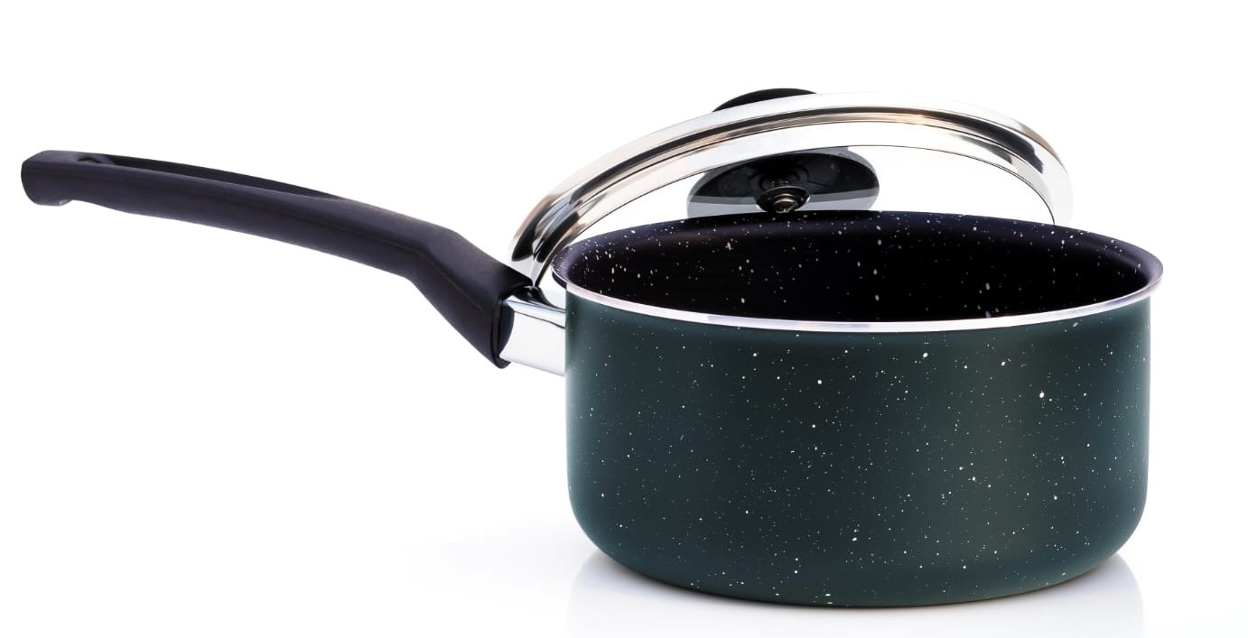 20cm / 8" Non-Stick Aluminium Induction Executive Saucepan with Glass Lid thumbnail 3